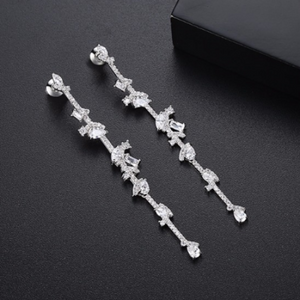 Swiss Zircon Long Dangle Earrings - Enumu