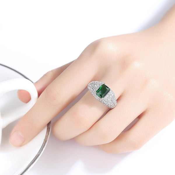 Adjustable Emerald and Swiss Zircon Ring - Enumu