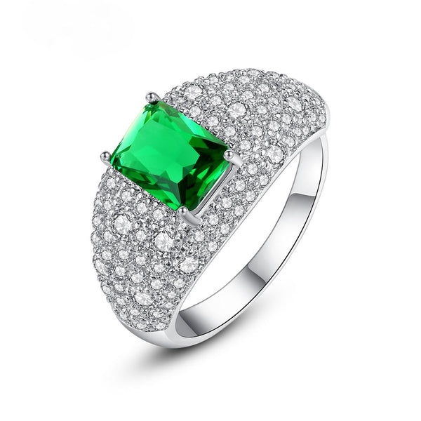 Adjustable Emerald and Swiss Zircon Ring - Enumu