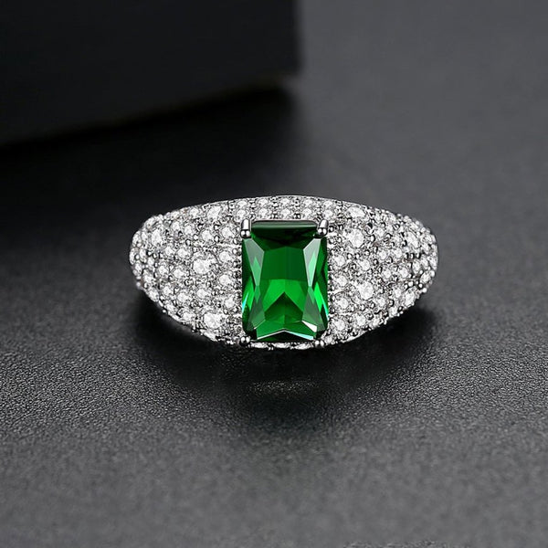 4 1/2Ct TW Emerald Cut Emerald & Lab Grown Diamond Ring in 14k White Gold