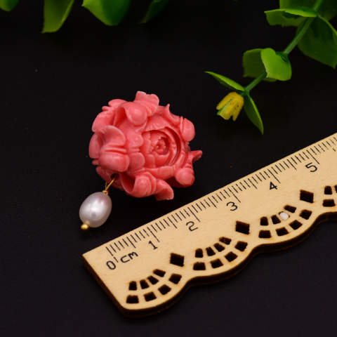 Handmade Pure 92.5 Sterling Silver Coral Pearl Studs - Enumu