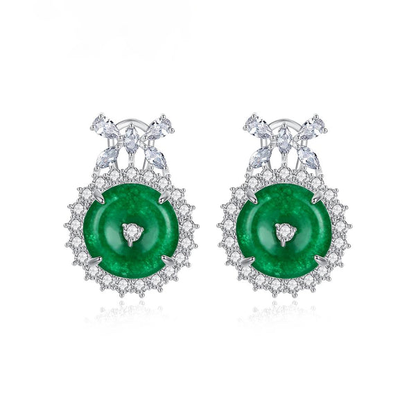 Super Big Swiss CZ and Jade Studs - Enumu