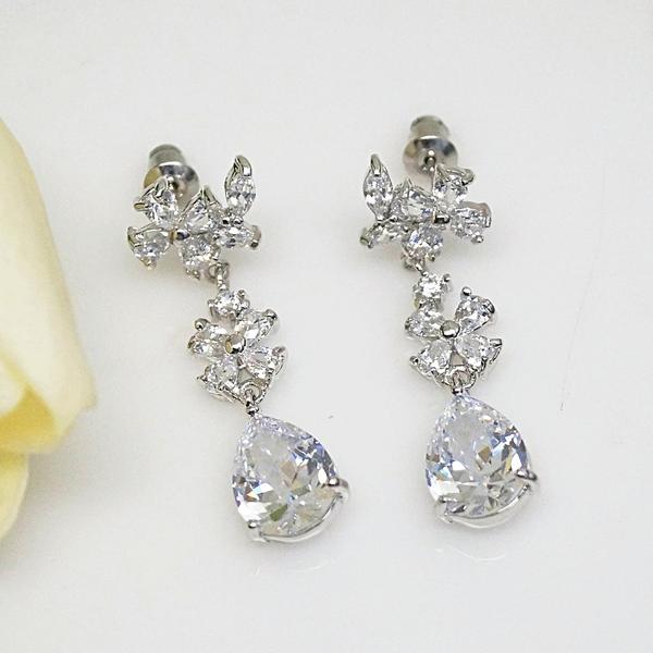 Diamond Imitation Zircon Dangle Earrings - Enumu