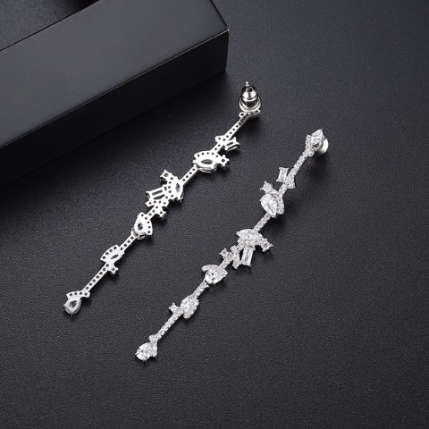 Swiss Zircon Long Dangle Earrings - Enumu