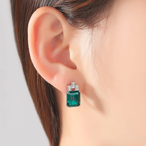 Sterling Silver Emerald Studs - Enumu