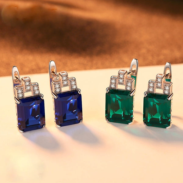 Sterling Silver Emerald Studs - Enumu