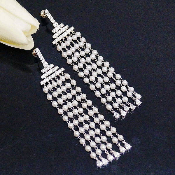 Pearl Tassel Dangle Earrings - Enumu