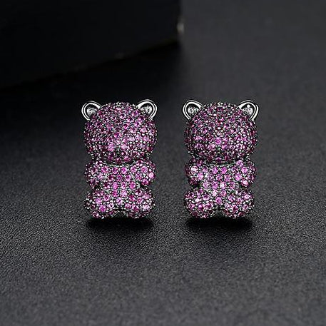 BGP Cute Bear Ruby Studs - Enumu