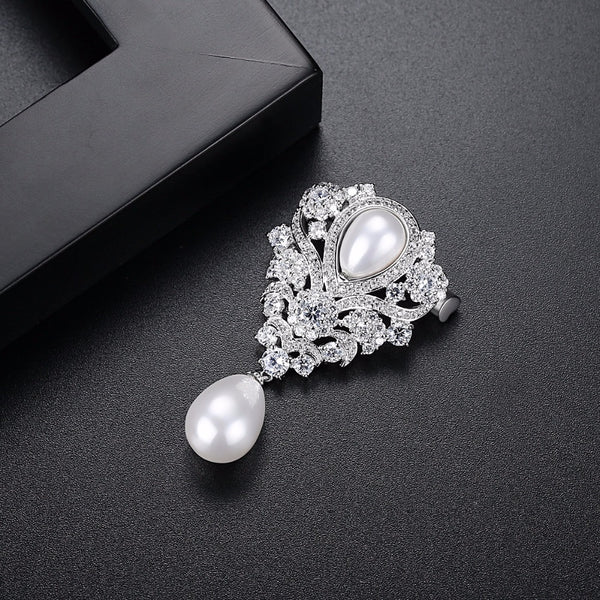 Pearl Drop Elegant Brooch - Enumu
