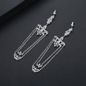 Fashionista Trend Setter Zircon Dangle Earrings - Enumu