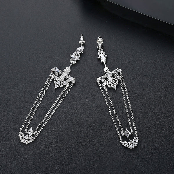 Fashionista Trend Setter Zircon Dangle Earrings - Enumu