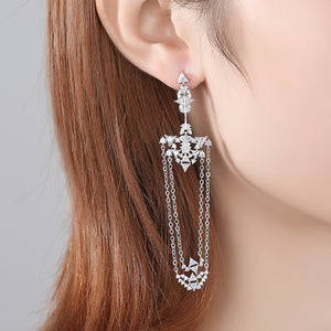 Fashionista Trend Setter Zircon Dangle Earrings - Enumu