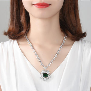 Grand Wedding Emerald CZ Necklace - Enumu