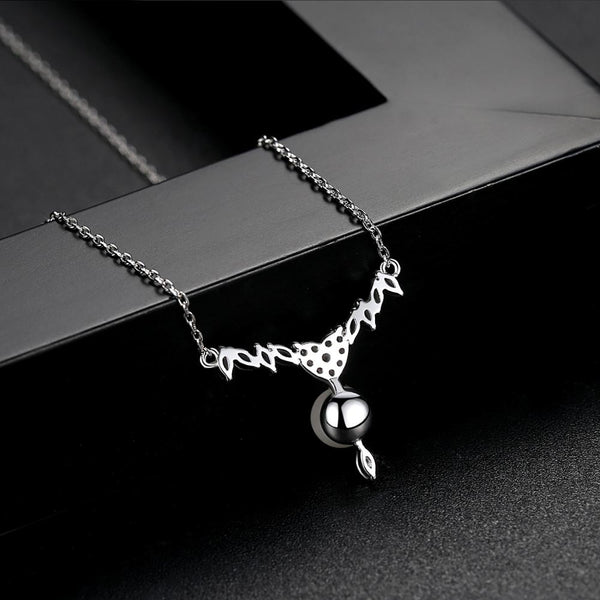 Simple Zircon Pearl Pendant with Chain - Enumu