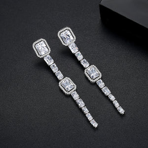 Swiss Zircon Wedding Dangle Earrings - Enumu