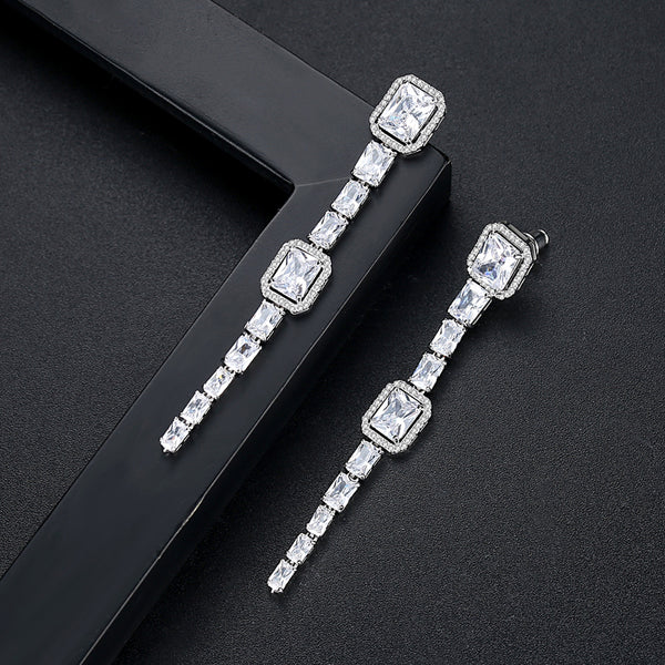 Swiss Zircon Wedding Dangle Earrings - Enumu