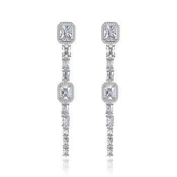 Swiss Zircon Wedding Dangle Earrings - Enumu