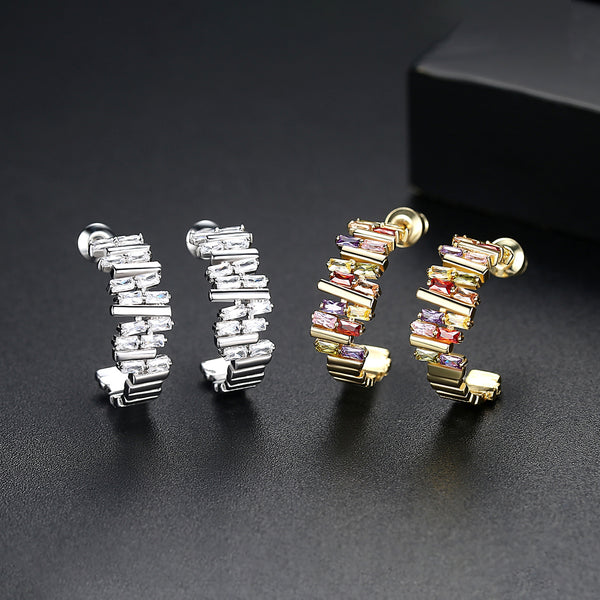 Asymmetrical Zircon Hoops - Enumu