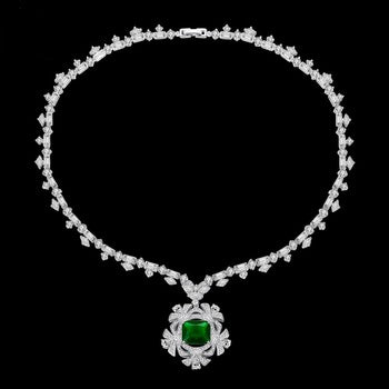 Grand Wedding Emerald CZ Necklace - Enumu