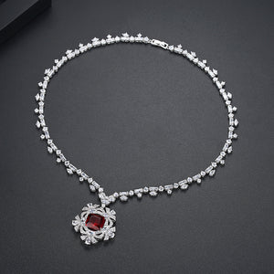 Grand Wedding Ruby CZ Necklace - Enumu