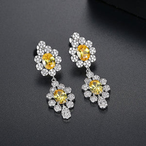 Big Citrine CZ Dangle Earrings - Enumu