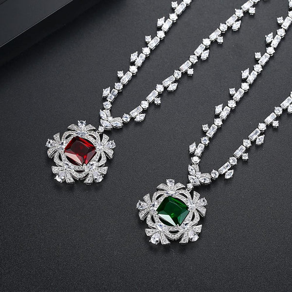 Grand Wedding Emerald CZ Necklace - Enumu