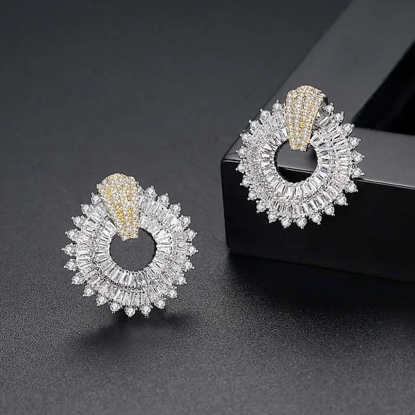 Super Big Two Shade Square CZ Studs - Enumu