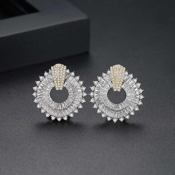 Super Big Two Shade Square CZ Studs - Enumu