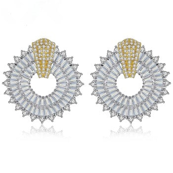 Super Big Two Shade Square CZ Studs - Enumu