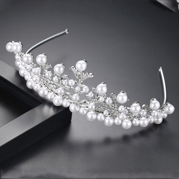 Pearl Bridal Wedding Pageant Crown Tiara - Enumu