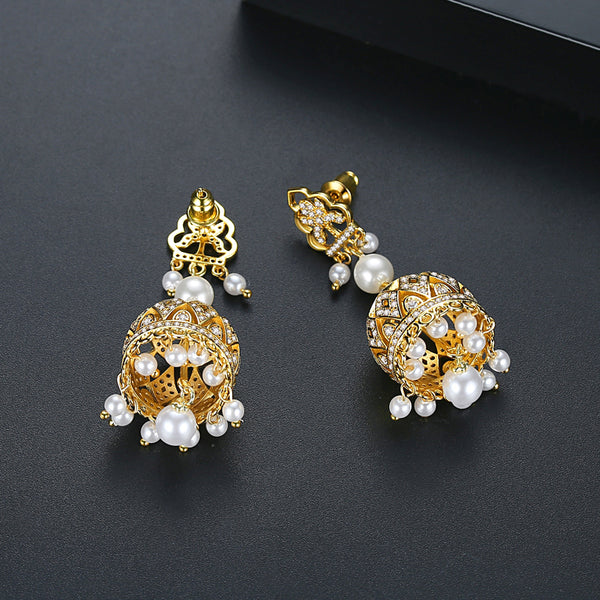 YGP Zircon Pearl Jhumka /Jhumki Earrings - Enumu