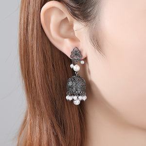 BGP Black Sapphire Pearl Jhumka /Jhumki Earrings - Enumu