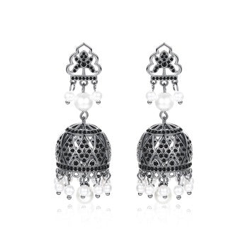 BGP Black Sapphire Pearl Jhumka /Jhumki Earrings - Enumu