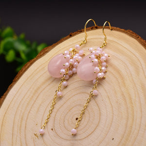 Sterling Silver Pink Dangle Earrings - Enumu