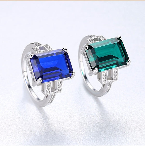 Sterling Silver Emerald Ring - Enumu