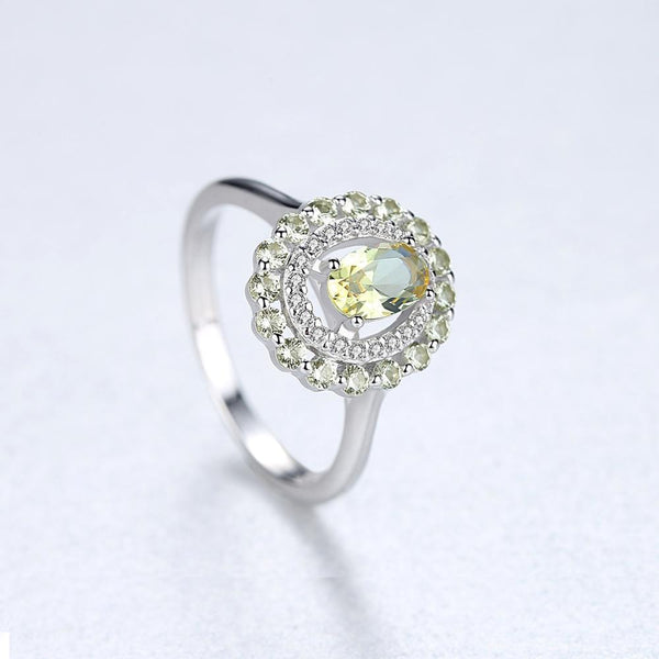 Sterling Silver Natural Peridot Ring - Enumu