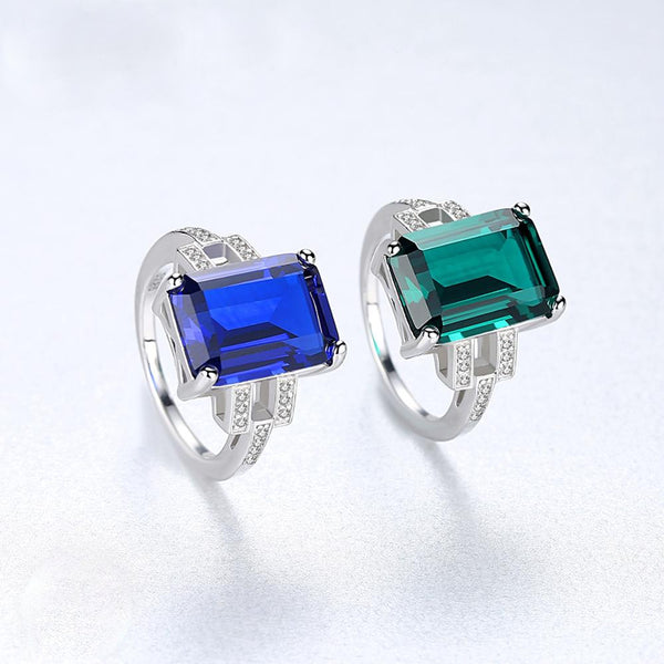 Sterling Silver Emerald Ring - Enumu