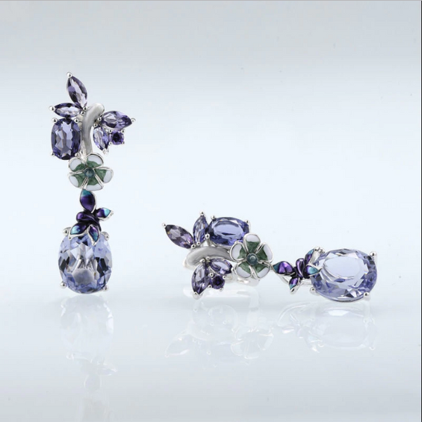 Sterling Silver Amethyst Dangle Earrings - Enumu