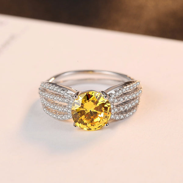 Sterling Silver Citrine Ring - Enumu