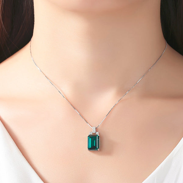 Emerald pendant online necklace silver