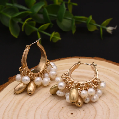 Handmade 92.5 Sterling Silver Fresh Water Pearl Hoops - Enumu