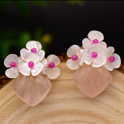 Sterling Silver Natural Shell Studs Earrings - Enumu