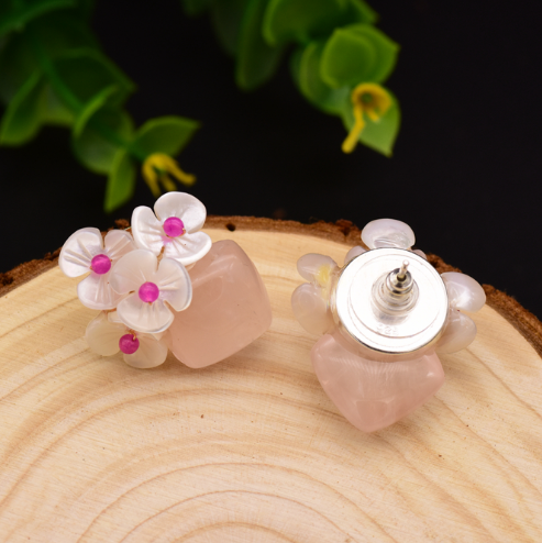 Sterling Silver Natural Shell Studs Earrings - Enumu