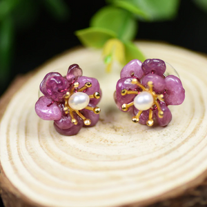 Natural Amethyst Sterling Silver Studs/ Earrings - Enumu