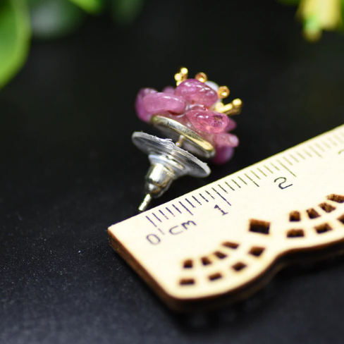Natural Amethyst Sterling Silver Studs/ Earrings - Enumu