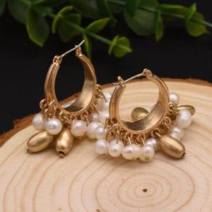 Handmade 92.5 Sterling Silver Fresh Water Pearl Hoops - Enumu