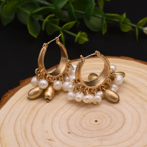 Handmade 92.5 Sterling Silver Fresh Water Pearl Hoops - Enumu