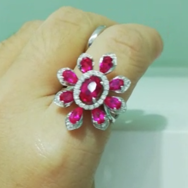 Sterling Silver Pure 92.5 Ruby Ring - Enumu