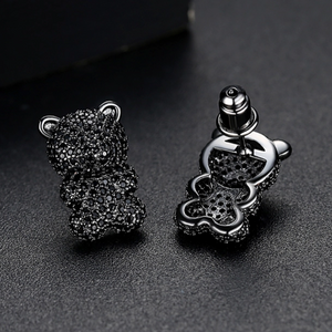 BGP Cute Bear Black Sapphire Studs - Enumu