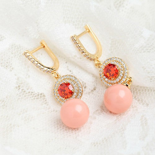 Coral Garnet Dangle Earrings - Enumu